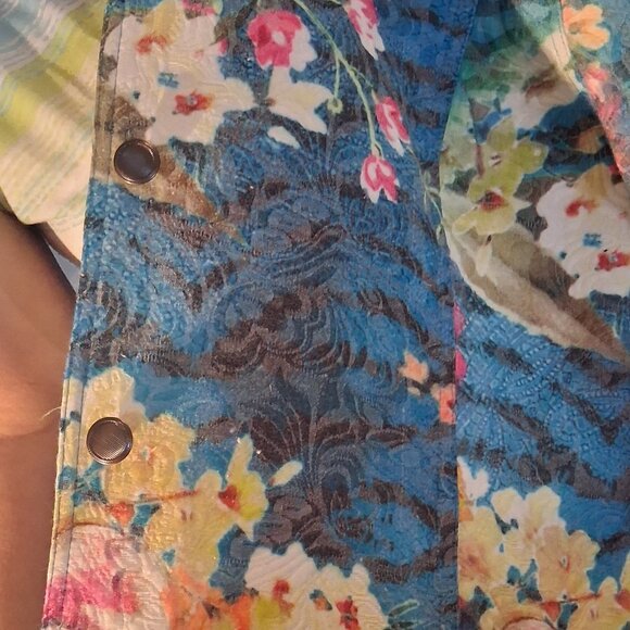 Kaktus Sportswear Women’s Large Floral Jacquard Jacket - Teal/Pink Resort Wear - Picture 6 of 8